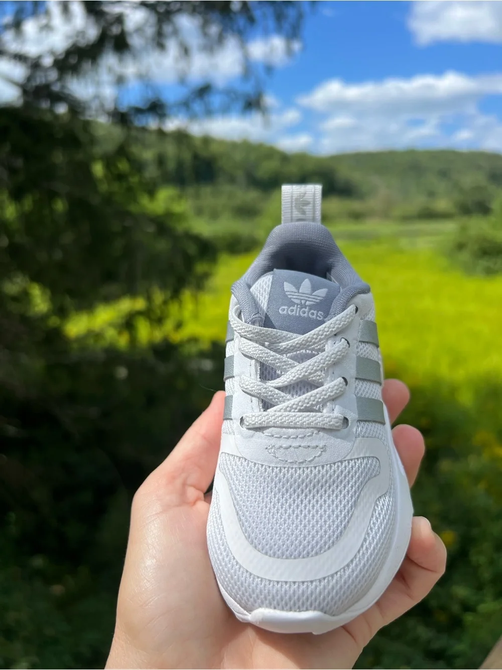 adidas Toddler Light Gray Sneakers with White Soles